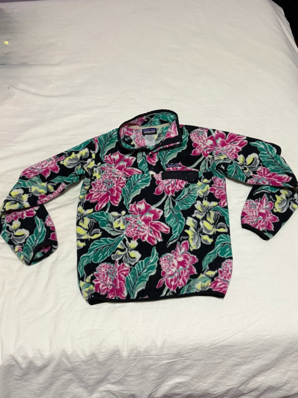 Patagonia Synchilla Hawaiian Floral Snap-T Lightweight Pullover Fleece Womens S